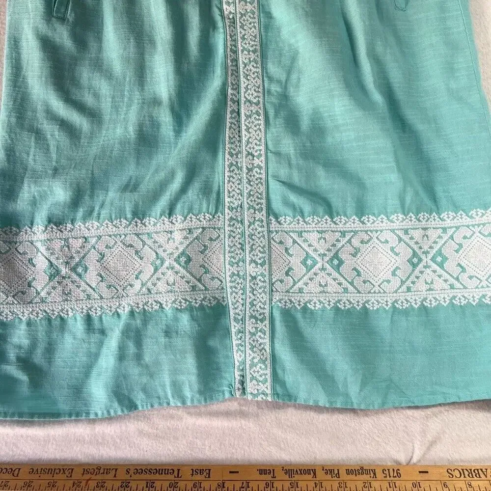 Gap Robe Jacket Womens S/M Embroidered Balloon Sleeve Ice Water Blue